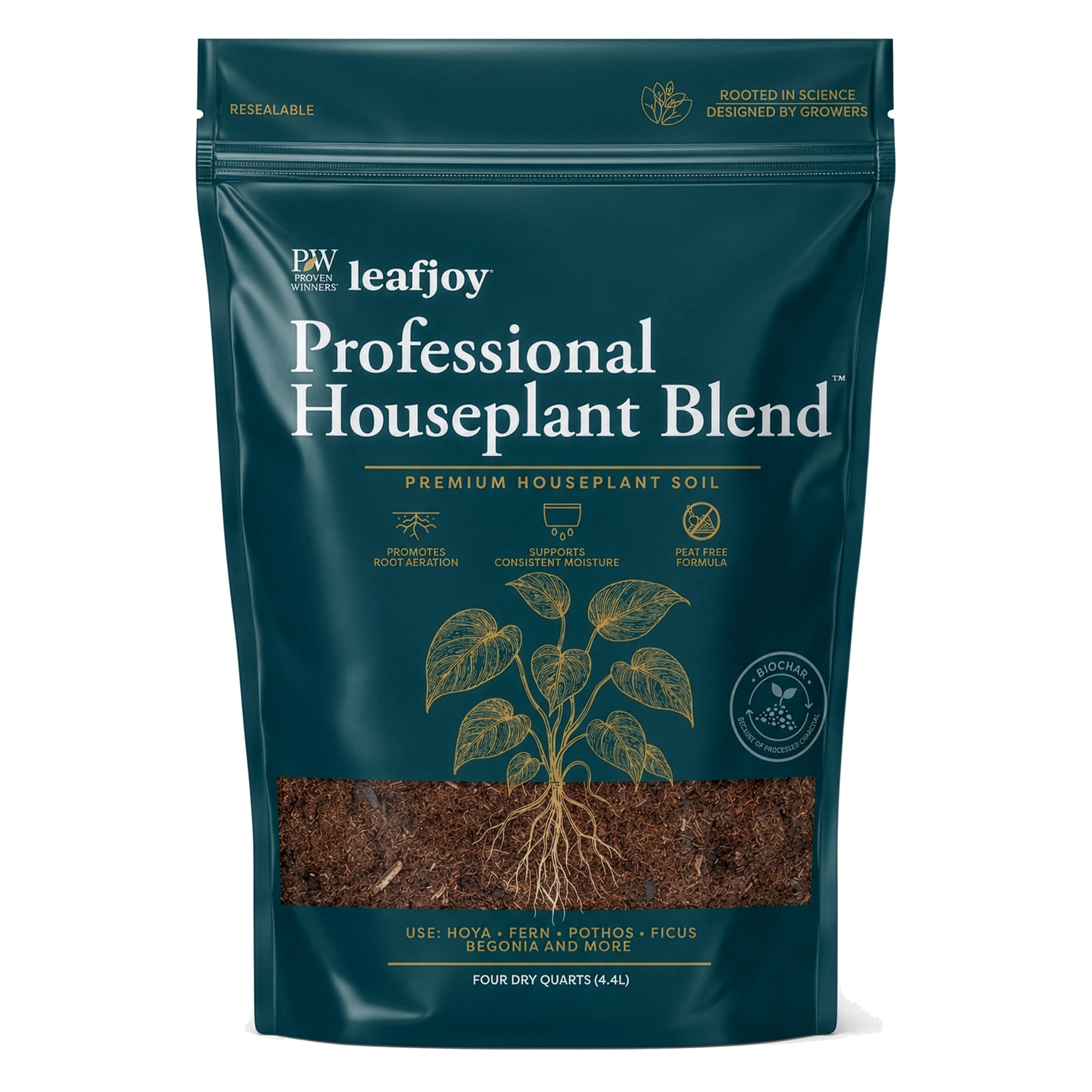 leafjoy Professional Houseplant Blend potting mix, 4 dry quarts - front of bag